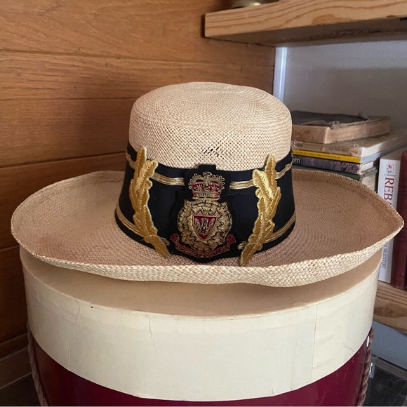 Vintage 80s Summer Rules nautical crest logo straw hat - Picture 2 of 4